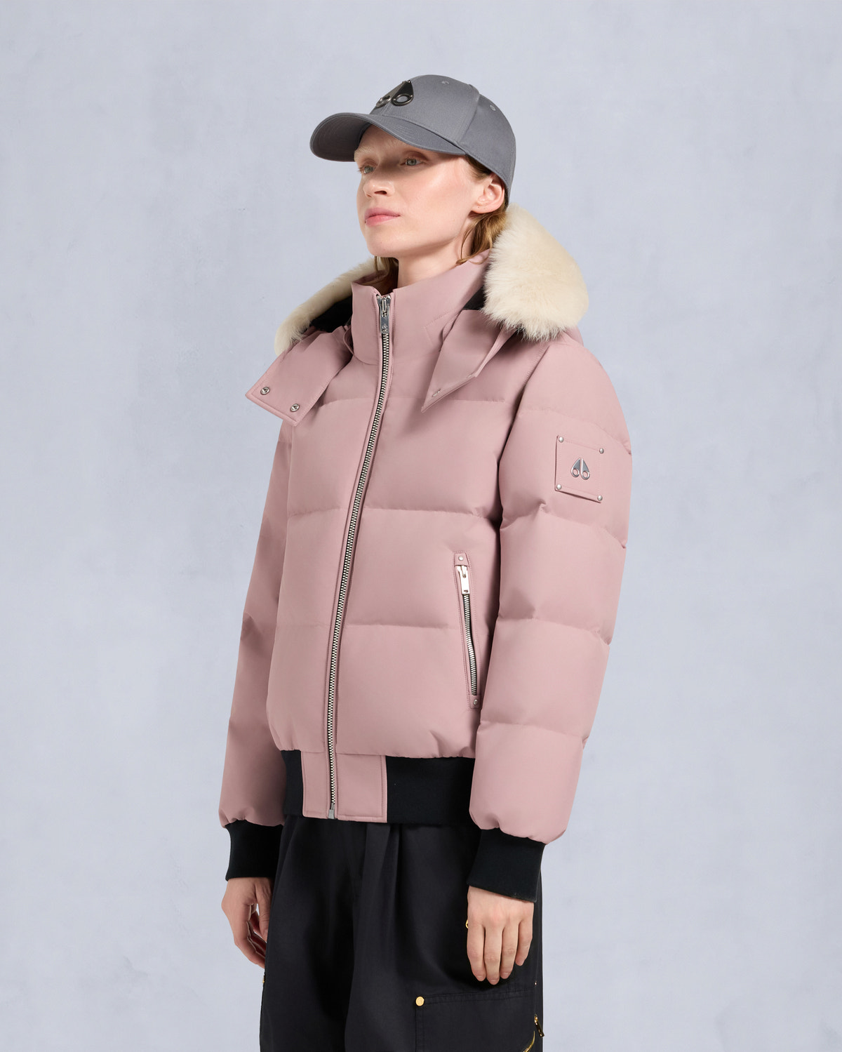 CLOUD SHEARLING BOMBER JACKET-MAUVE/ALABASTER
