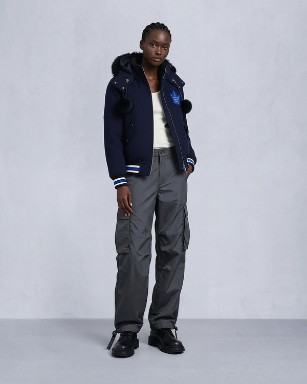 BLOUSON AVIATEUR D'ÉQUIPE MAPLE LEAFS NHL X MOOSE KNUCKLES-BLEU MARINE/BLEU/OS/NOIR