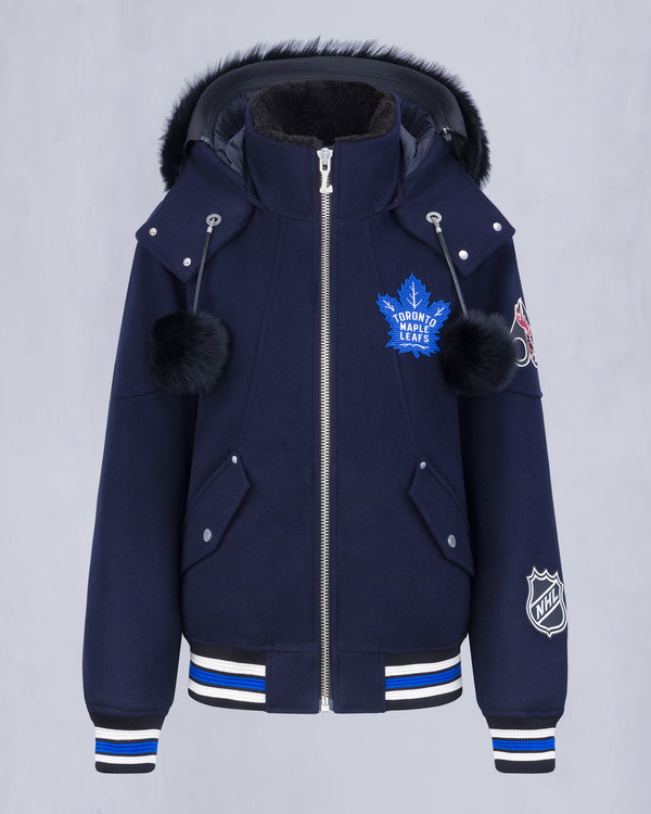 BLOUSON AVIATEUR D'ÉQUIPE MAPLE LEAFS NHL X MOOSE KNUCKLES-BLEU MARINE/BLEU/OS/NOIR