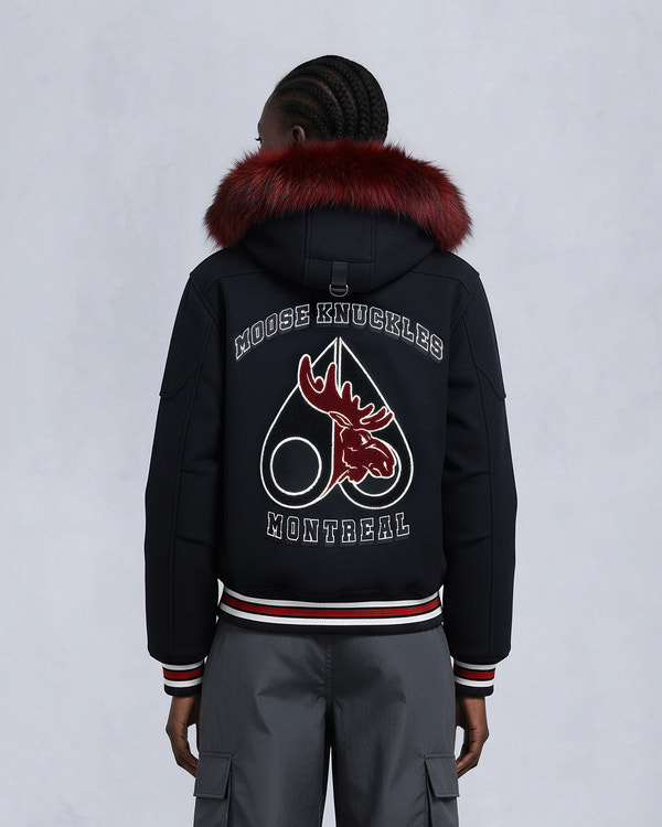 BLOUSON AVIATEUR D'ÉQUIPE NHL X MOOSE KNUCKLES-NOIR/SUMAC/OS