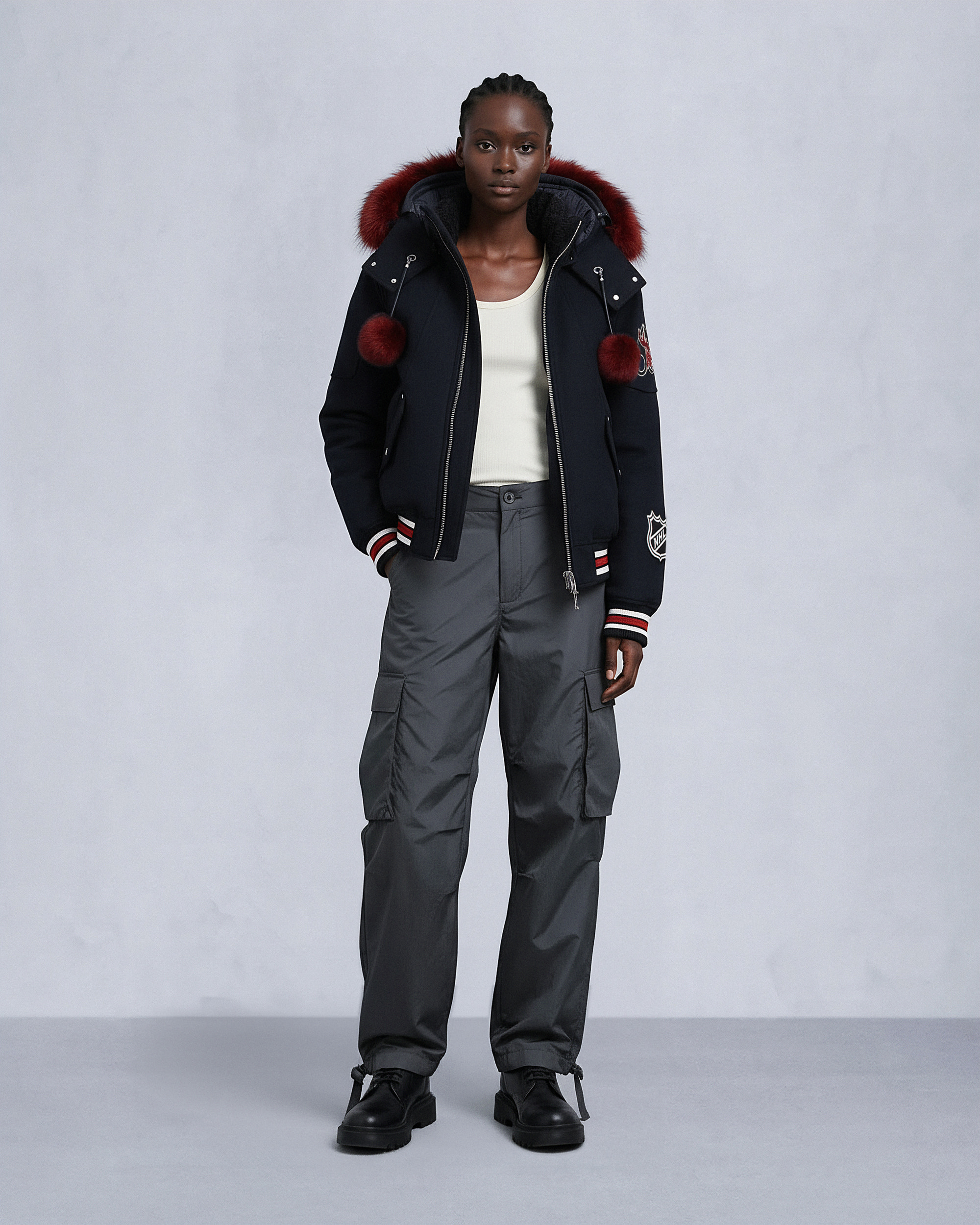 BLOUSON AVIATEUR D'ÉQUIPE NHL X MOOSE KNUCKLES-NOIR/SUMAC/OS