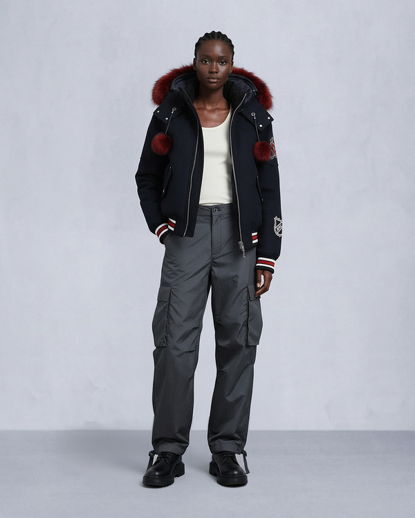 BLOUSON AVIATEUR D'ÉQUIPE NHL X MOOSE KNUCKLES-NOIR/SUMAC/OS