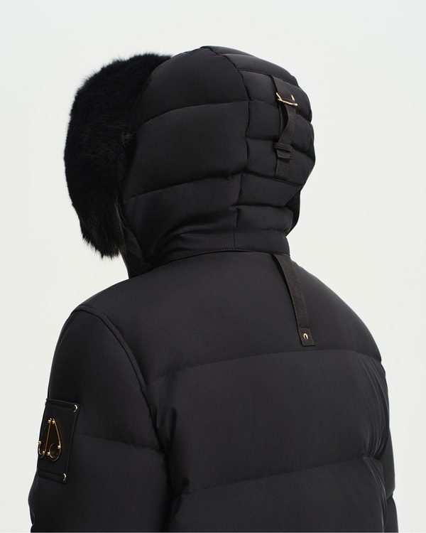 BLOUSON AVIATEUR NYLUXE STAGG AVEC BORDURE EN PEAU LAINÉE – SÉRIE OR-NOIR
