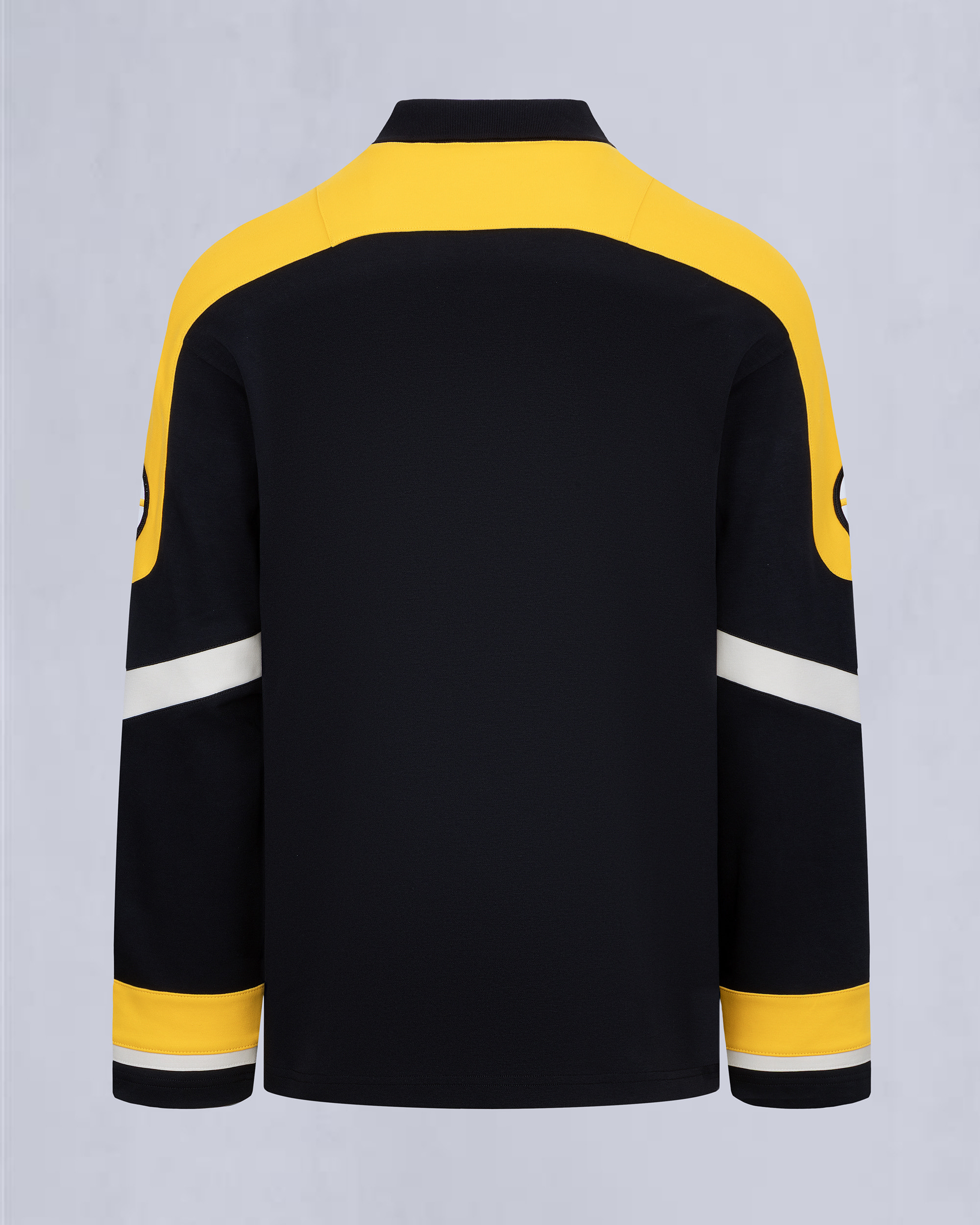 NHL X MOOSE KNUCKLES BRUINS POLO-BLACK/YELLOW/BONE
