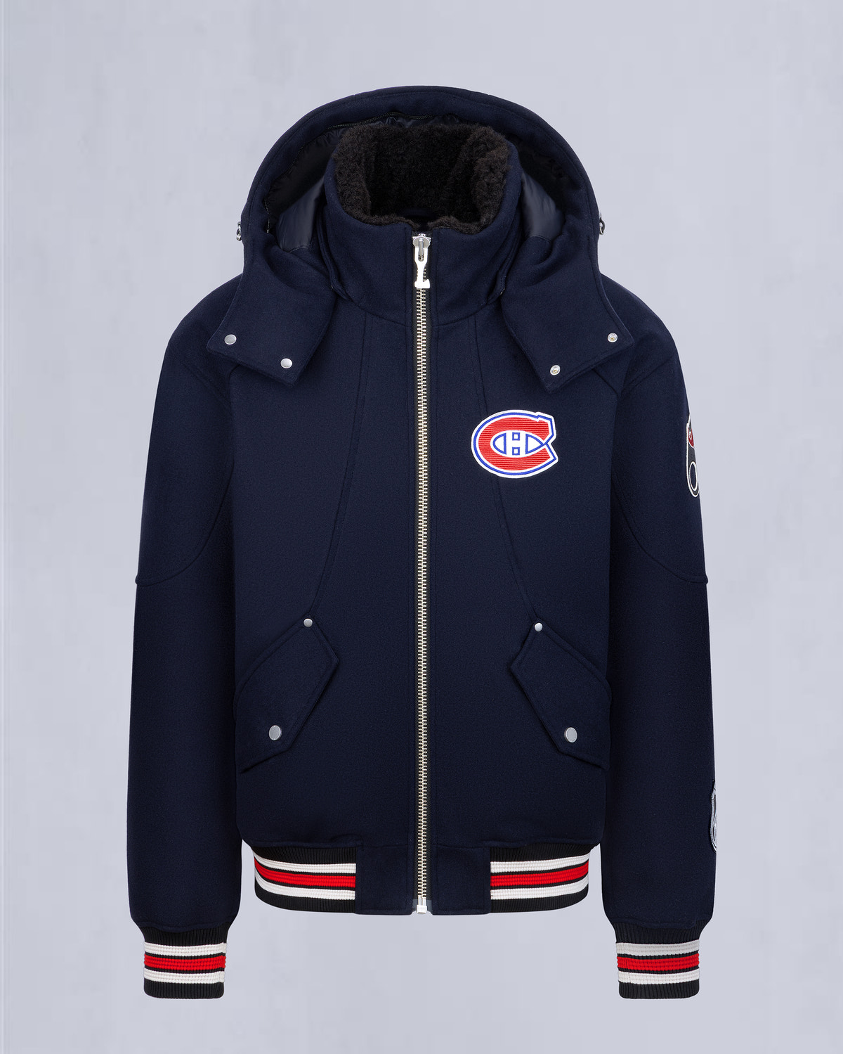 NHL X MOOSE KNUCKLES CANADIENS BOMBER JACKET-NAVY/RED/BONE/BLACK