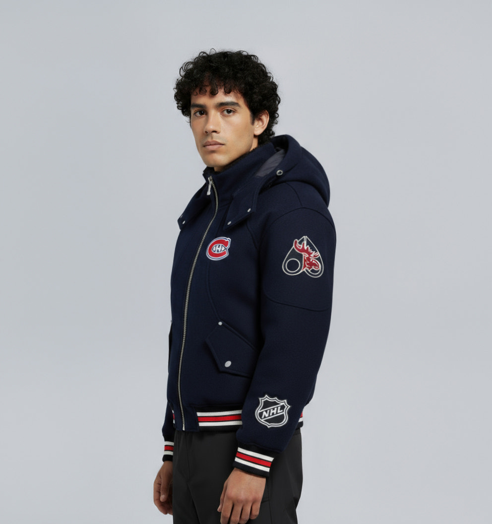 NHL X MOOSE KNUCKLES CANADIENS BOMBER JACKET-NAVY/RED/BONE/BLACK