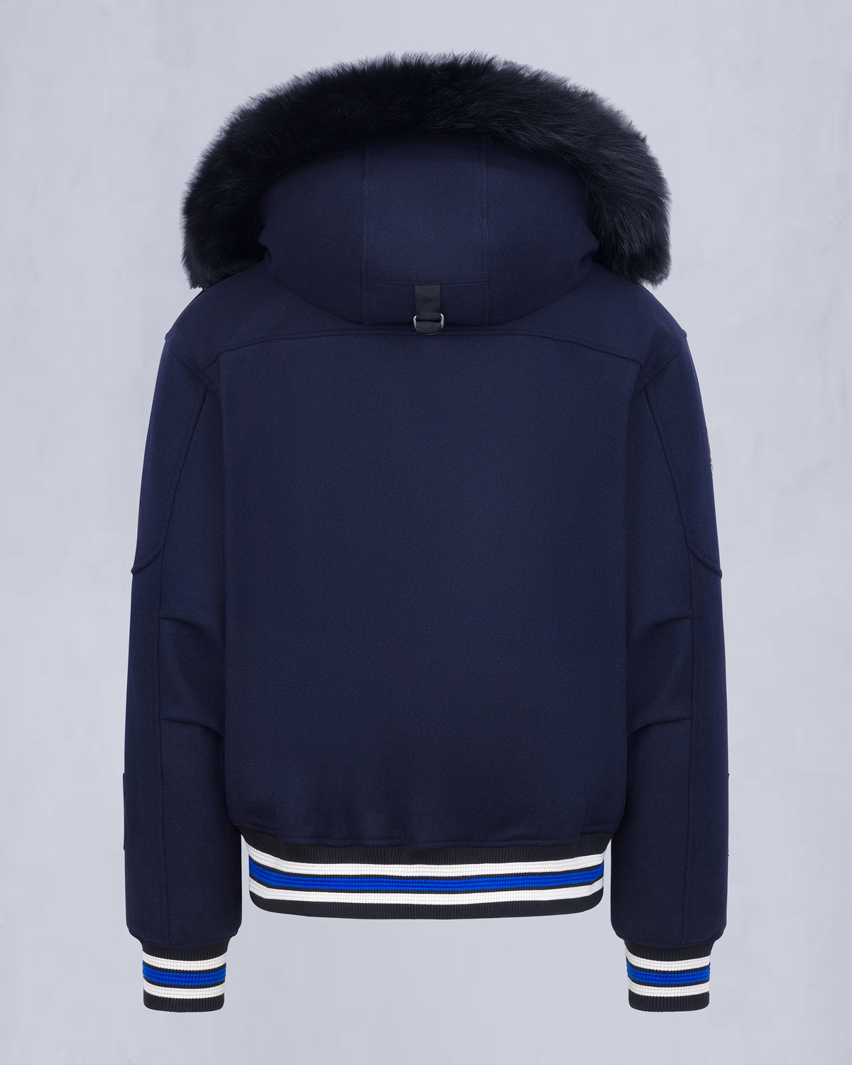 NHL X MOOSE KNUCKLES MAPLE LEAFS BOMBER JACKET-NAVY/BLUE/BONE/BLACK