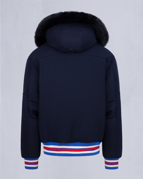NHL X MOOSE KNUCKLES RANGERS BOMBER JACKET-NAVY/RED/BONE/BLACK