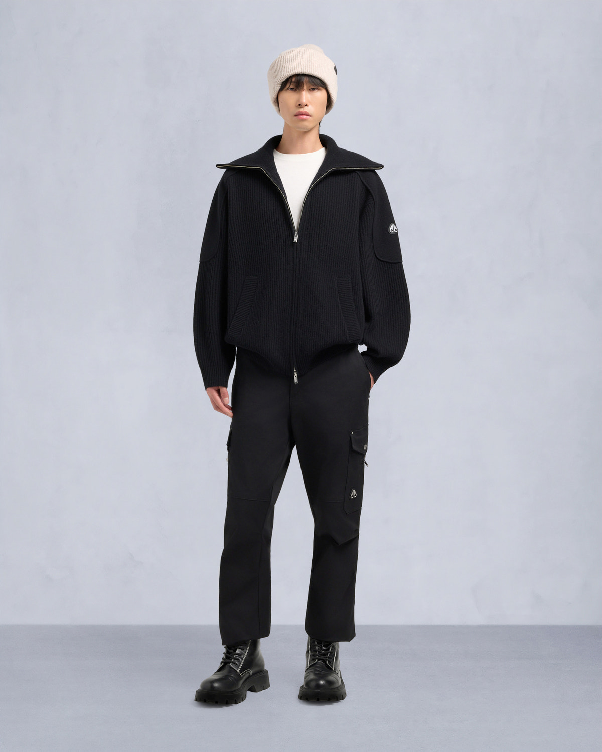 COLSON FULL-ZIP SWEATER-BLACK