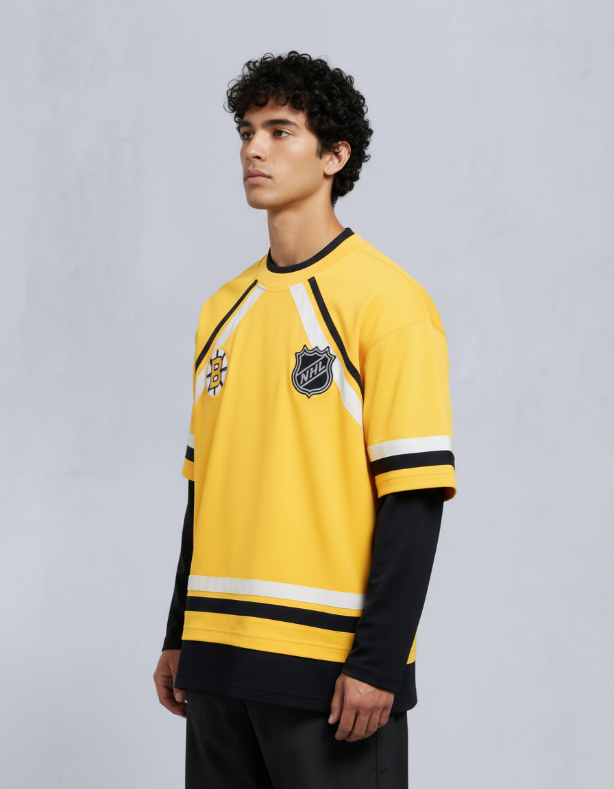 NHL X MOOSE KNUCKLES BRUINS TEE-BRUINS YELLOW/BLACK/BONE