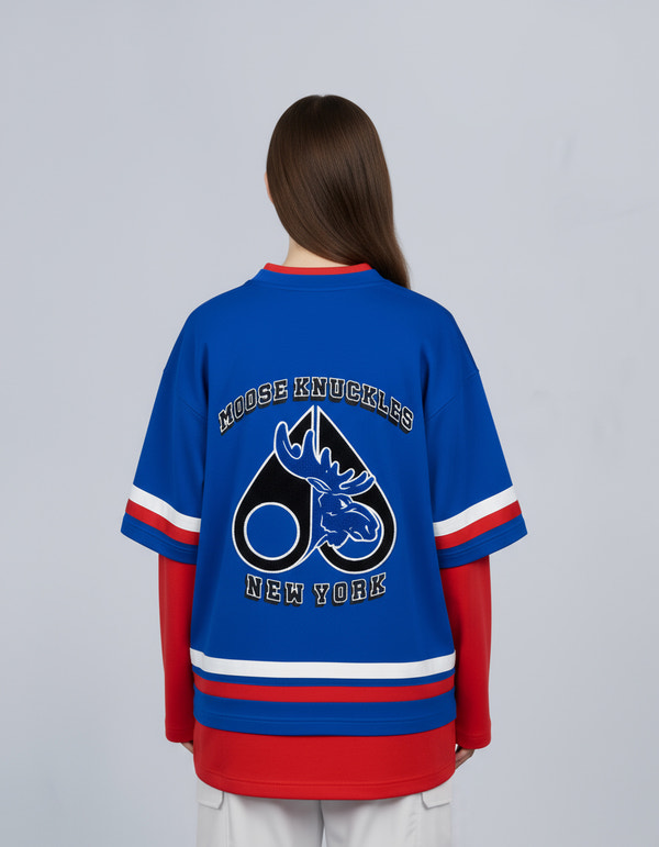 NHL X MOOSE KNUCKLES RANGERS TEE-RANGERS BLUE/RED/BONE