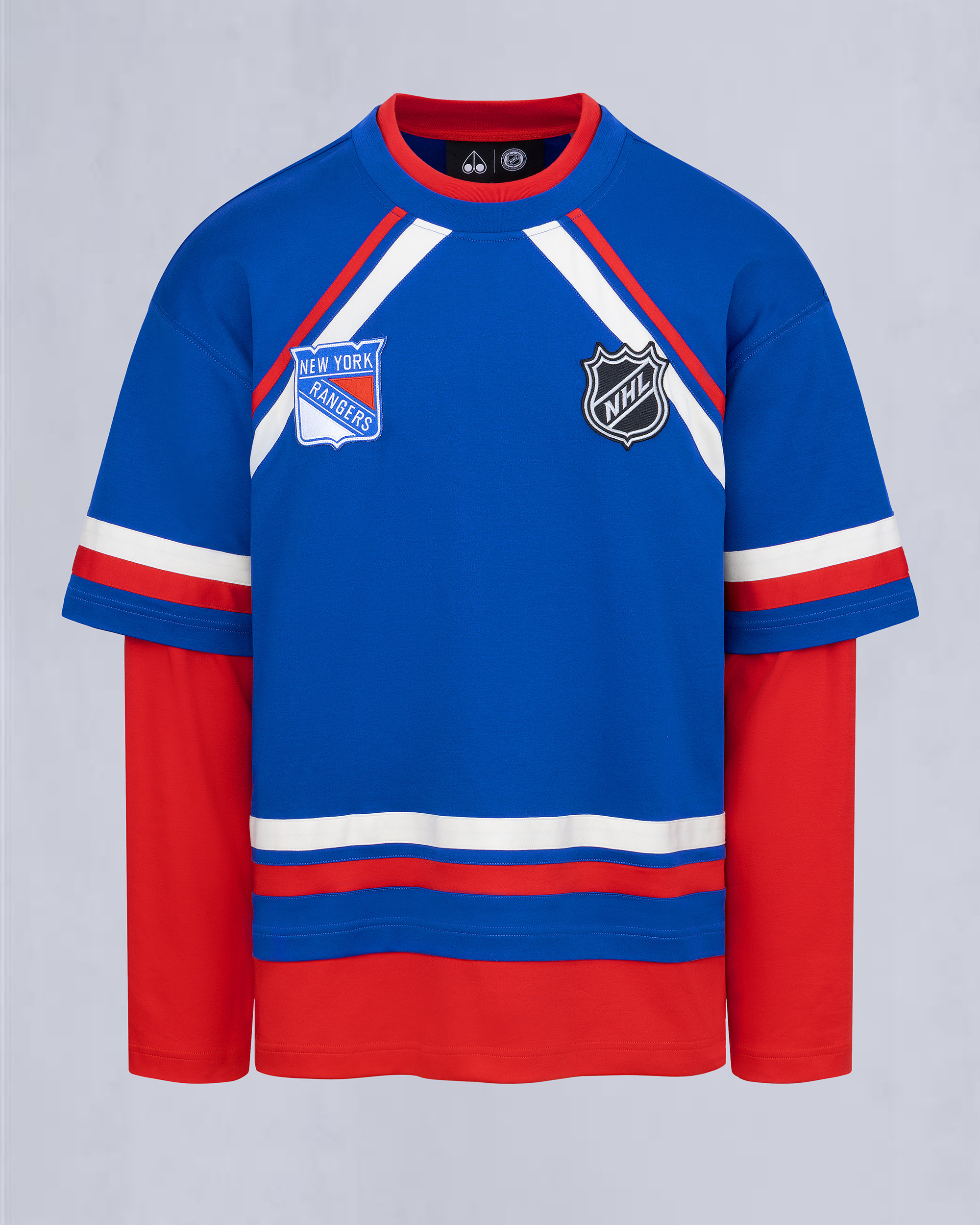 NHL X MOOSE KNUCKLES RANGERS TEE-RANGERS BLUE/RED/BONE