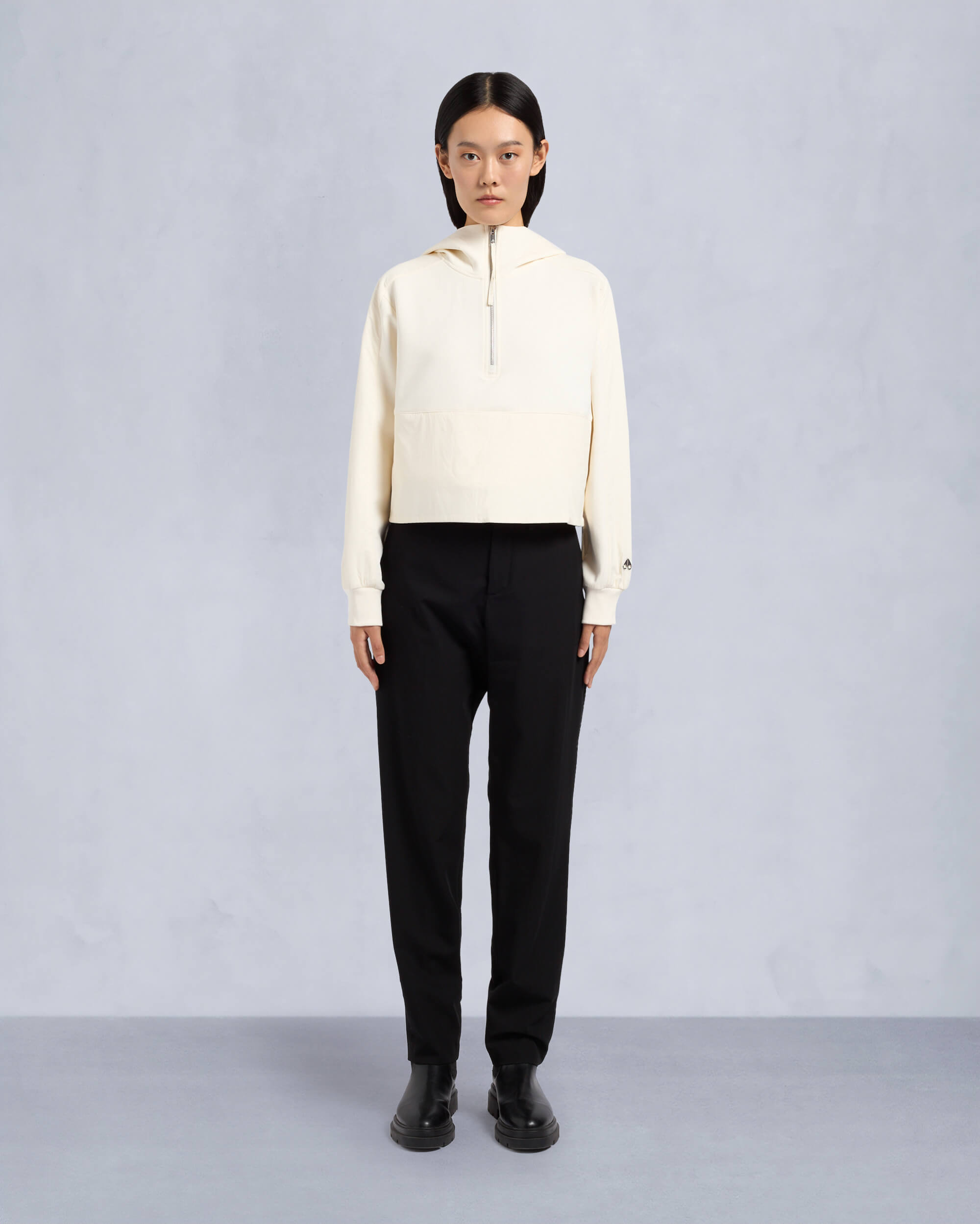 Moose Knuckles - M14LS635 - MixMedia Pullover Hoodie - WOMENS - Plaster - Front Category