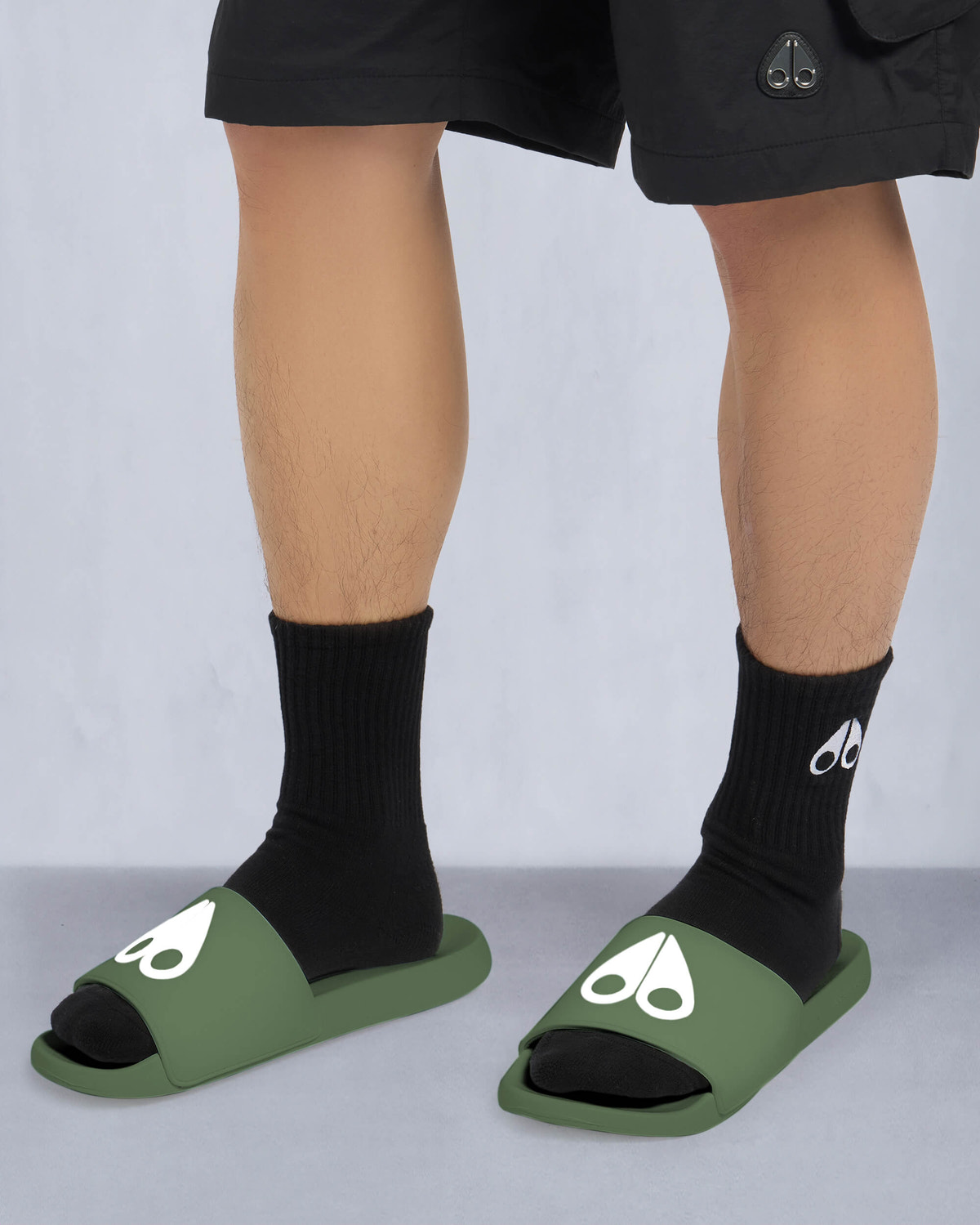 Moose Knuckles Accessories Logo Icon Sport Slides KELP M14MA503 Front