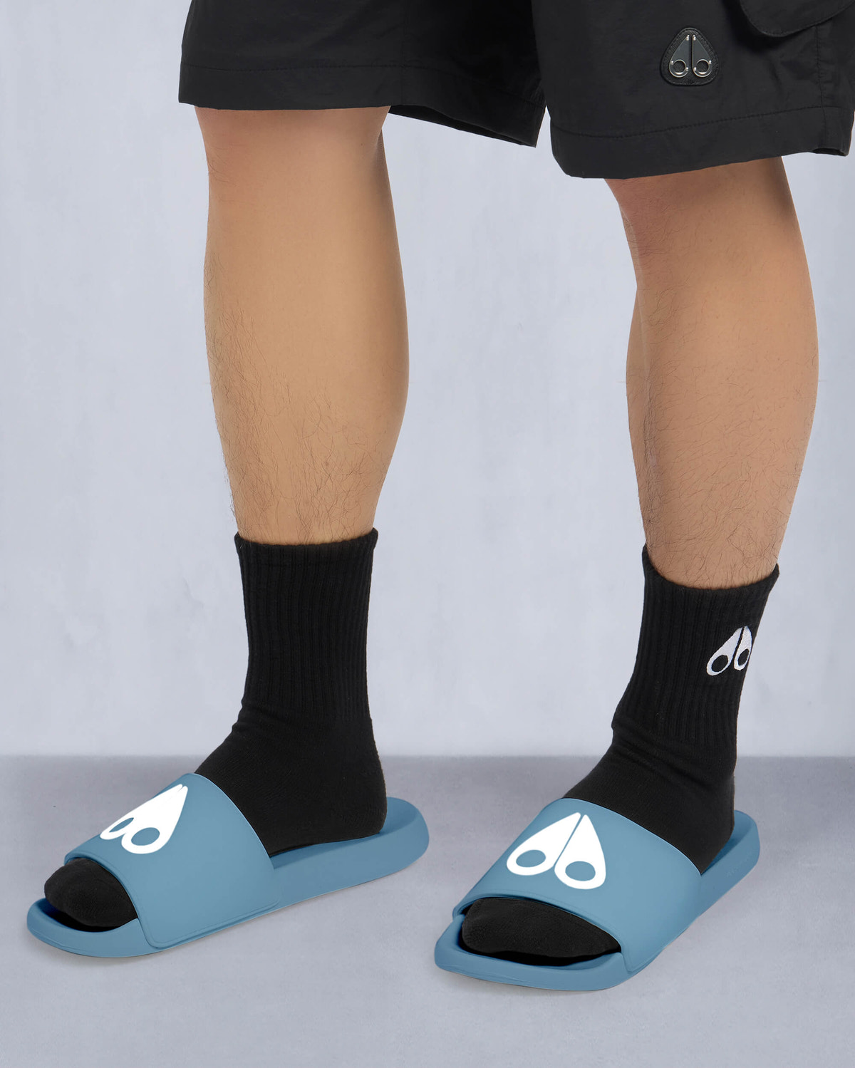 Moose Knuckles Accessories Logo Icon Sport Slides SEA M14MA503 Front
