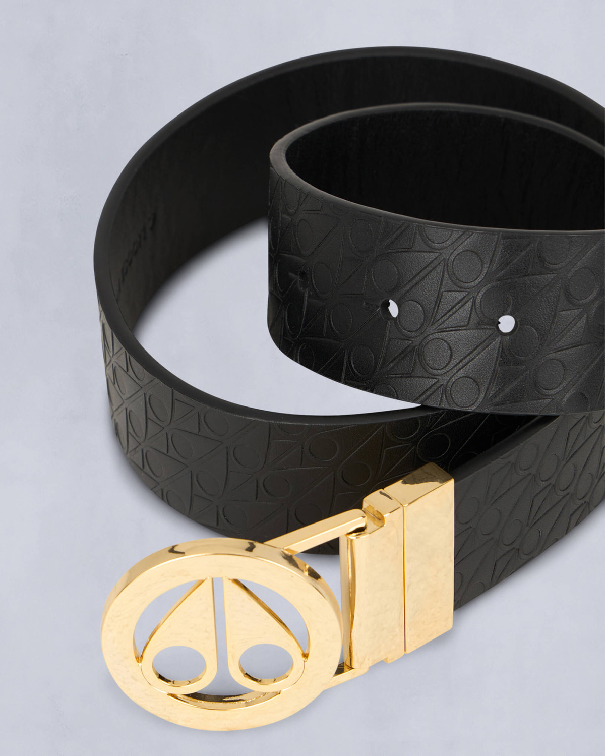 Moose Knuckles - M14MA529G - Circular Gold Logo Icon Belt - ACCESSORIES - Gold - Back