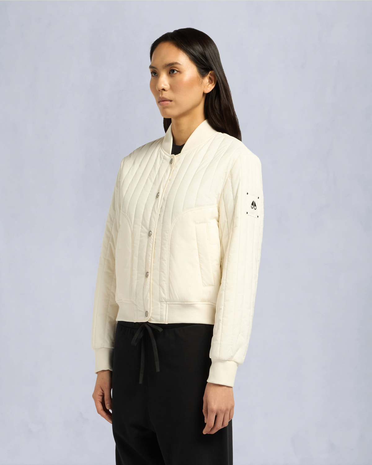 Moose Knuckles Womens Fairhaven Bomber Jacket Plaster M15LB020 Front