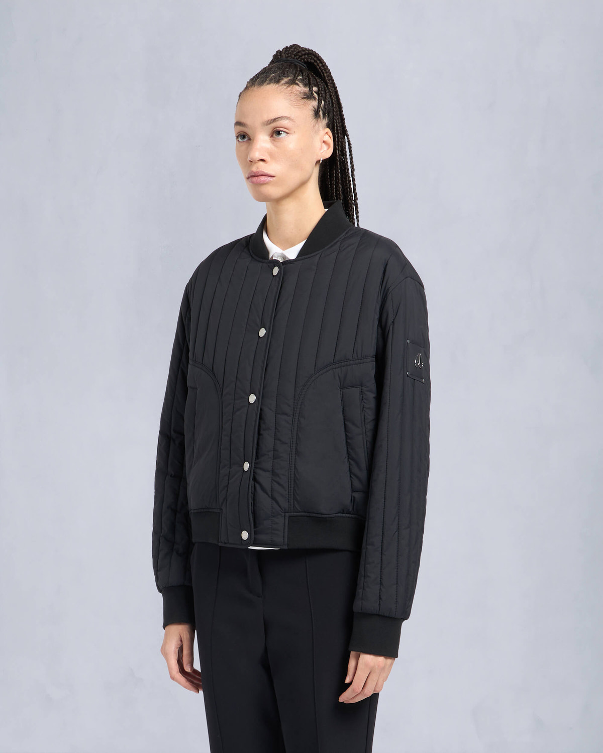 Moose Knuckles Womens Fairhaven Bomber Jacket Black M15LB020 Front