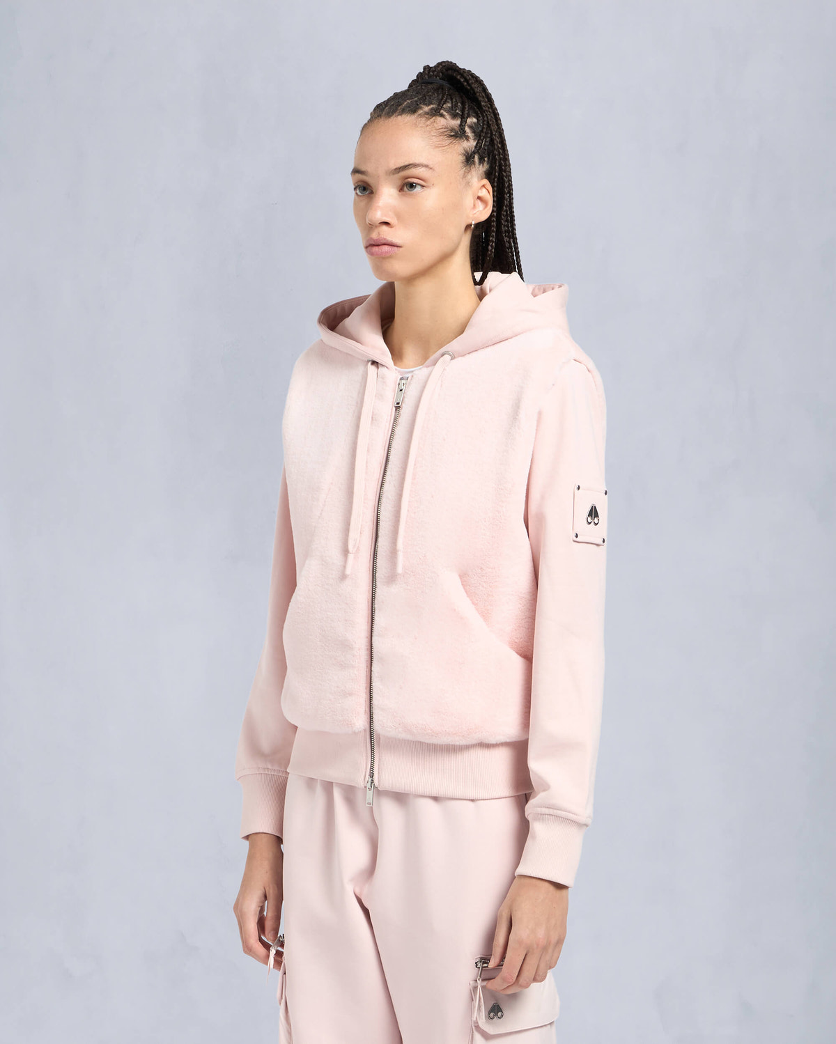 Moose Knuckles Womens Rosylyn Bunny Hoodie PETAL M15LS610 Front