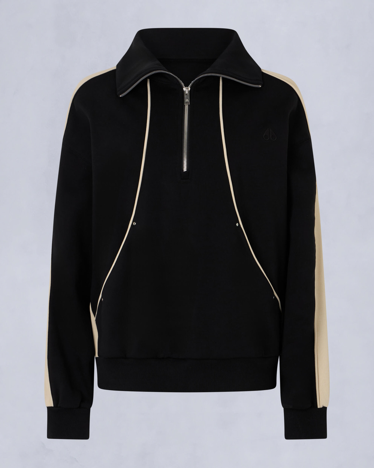 Moose Knuckles Womens Fairmont Quarter-Zip Sweater BLACK/BONE M15LS644 - GM