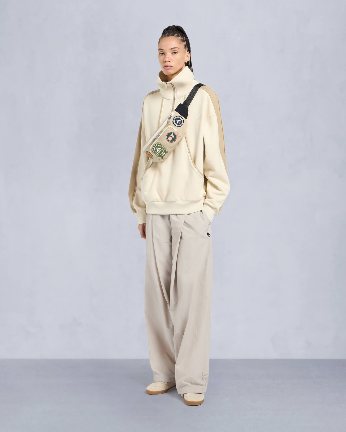 Moose Knuckles Womens Fairmont Quarter-Zip Sweater BONE/TANNED M15LS644 Front Category