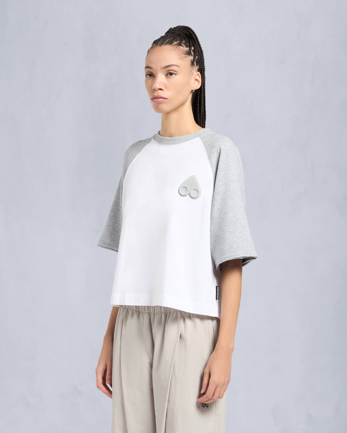 Moose Knuckles Womens Feel Good Lost T-Shirt MILKYWAY/GREY MELANGE M15LT713 Front