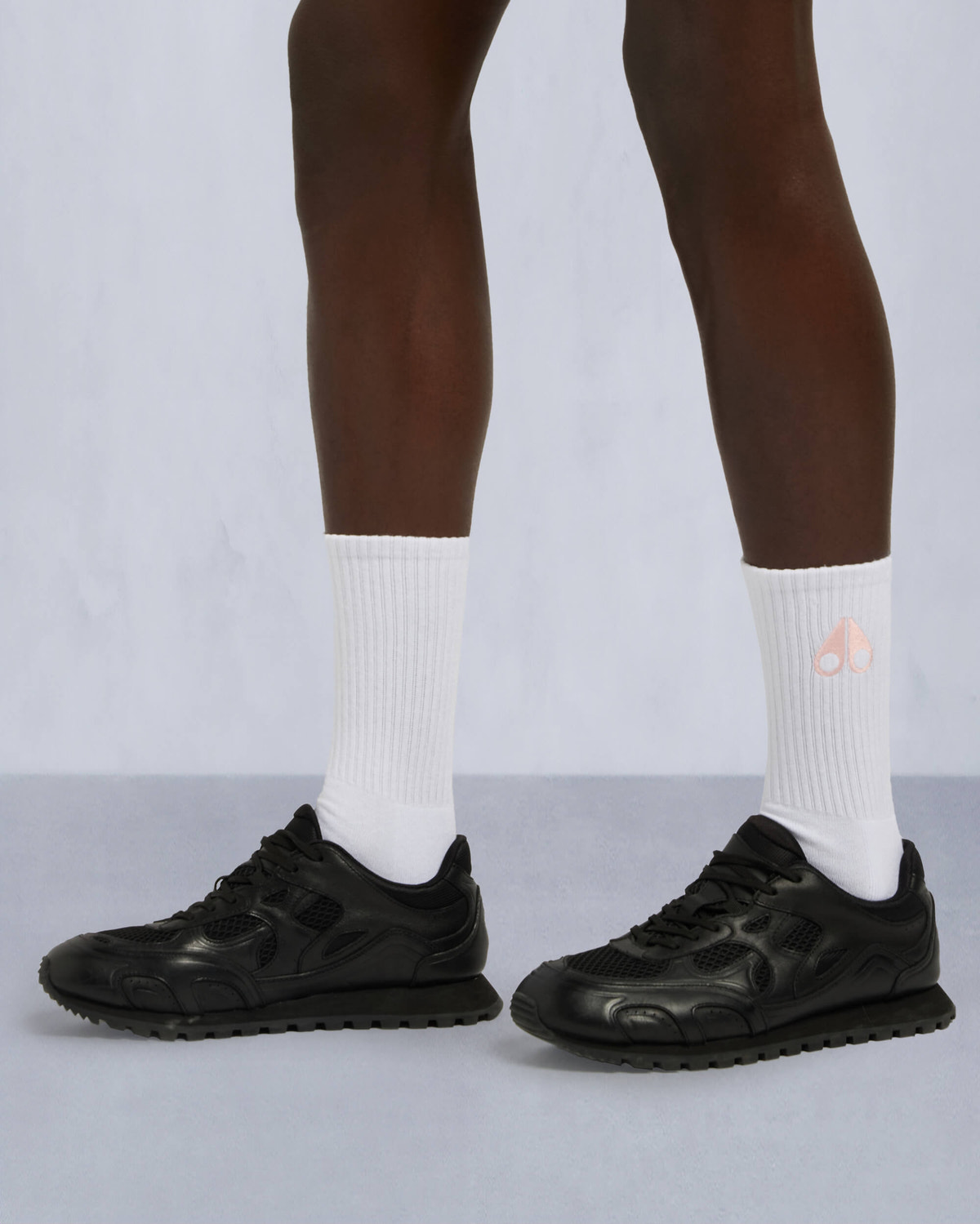 Moose Knuckles Accessories Logo Icon Socks WHITE W/ROSE LOGO M15MA505 Front Category