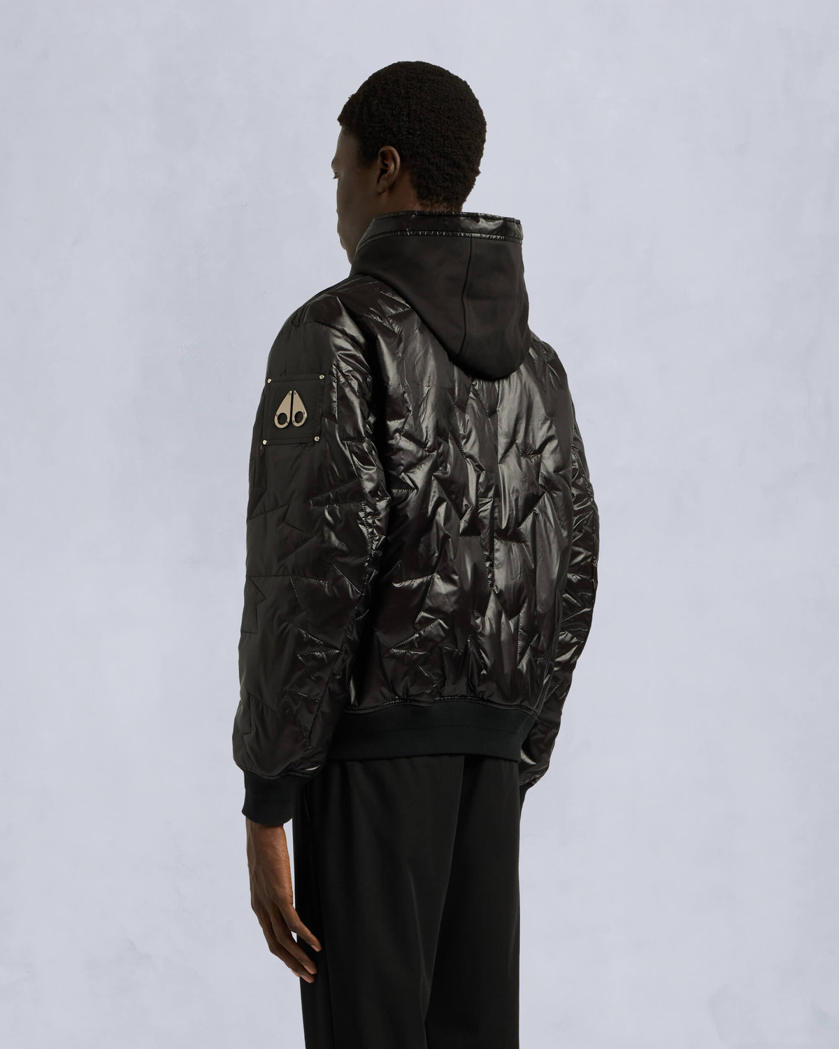 Moose Knuckles Mens Leaf Quilt Bomber Jacket Black M15MB050 Back