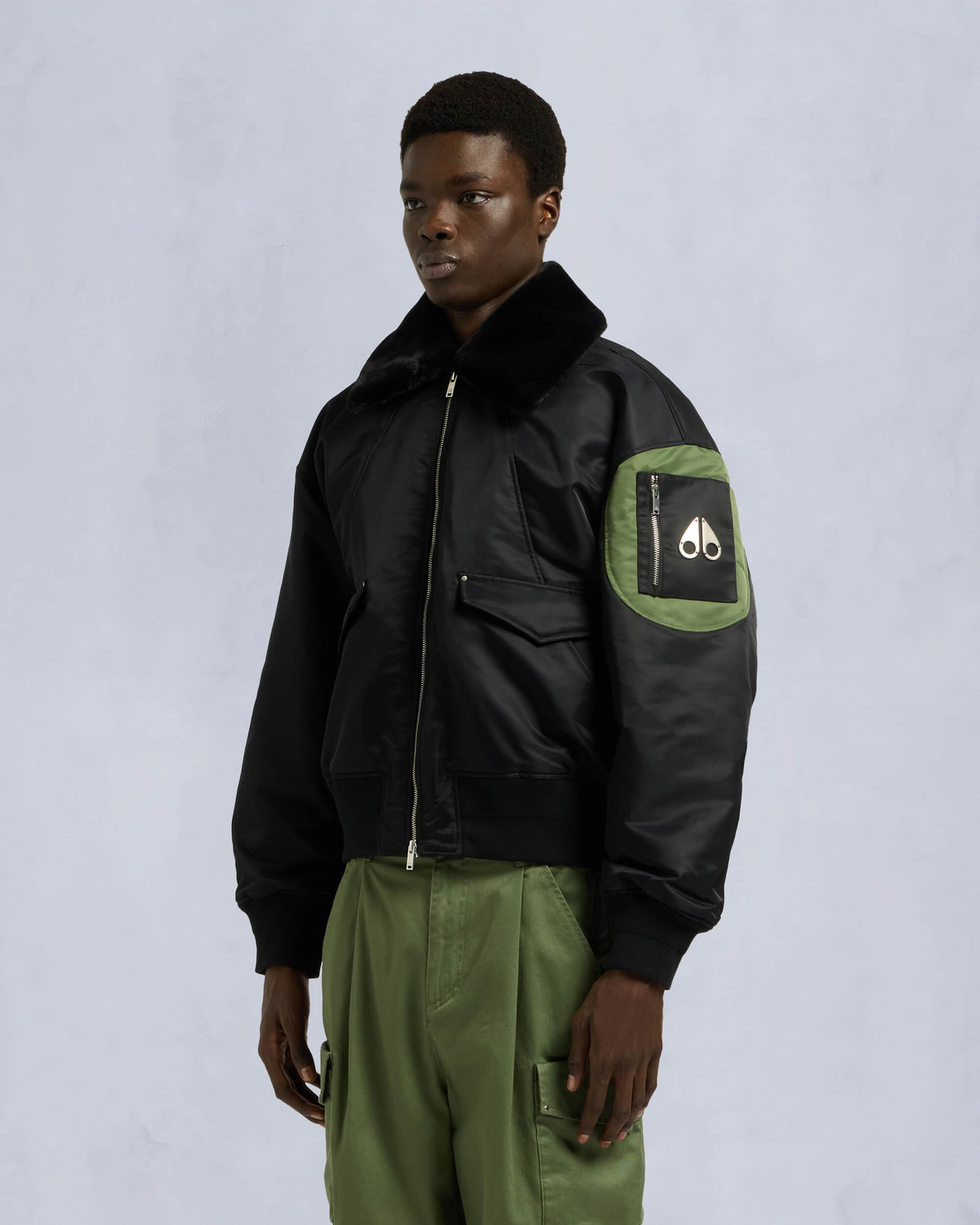 Moose Knuckles Mens Ludo Bomber Jacket Black M15MB051 Front