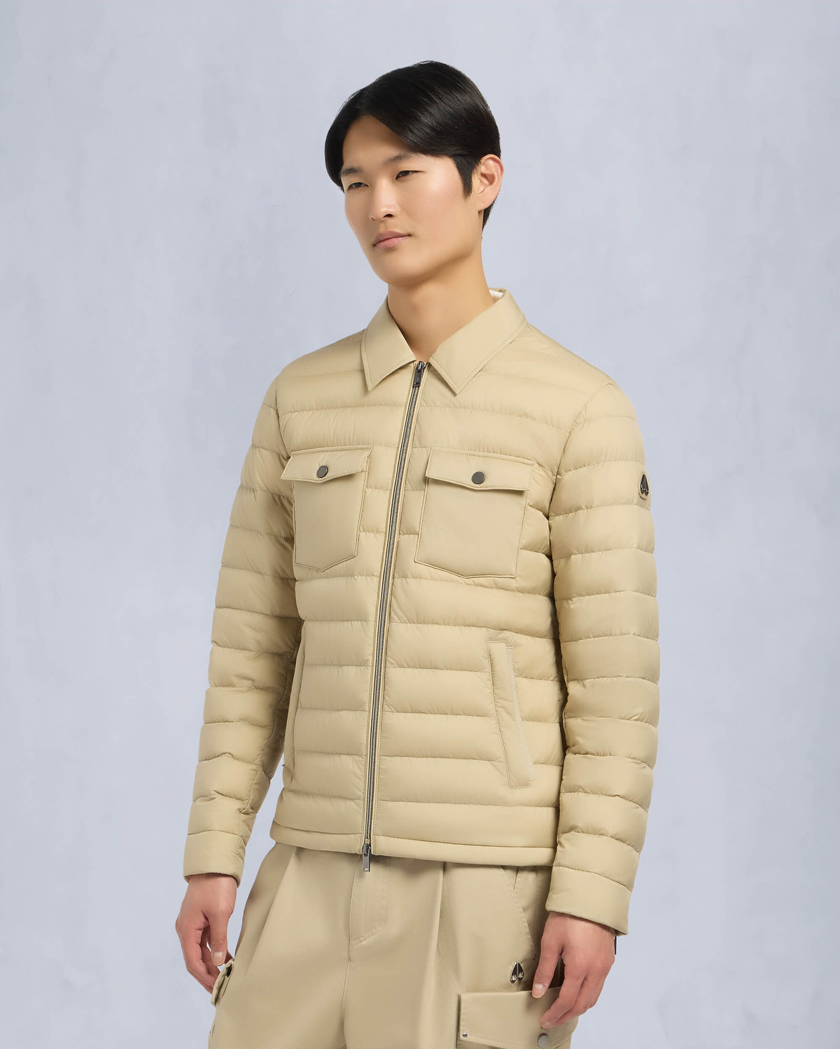 Moose Knuckles Mens Ashton Air Down Shirt Jacket TANNED M15MJ150 Front