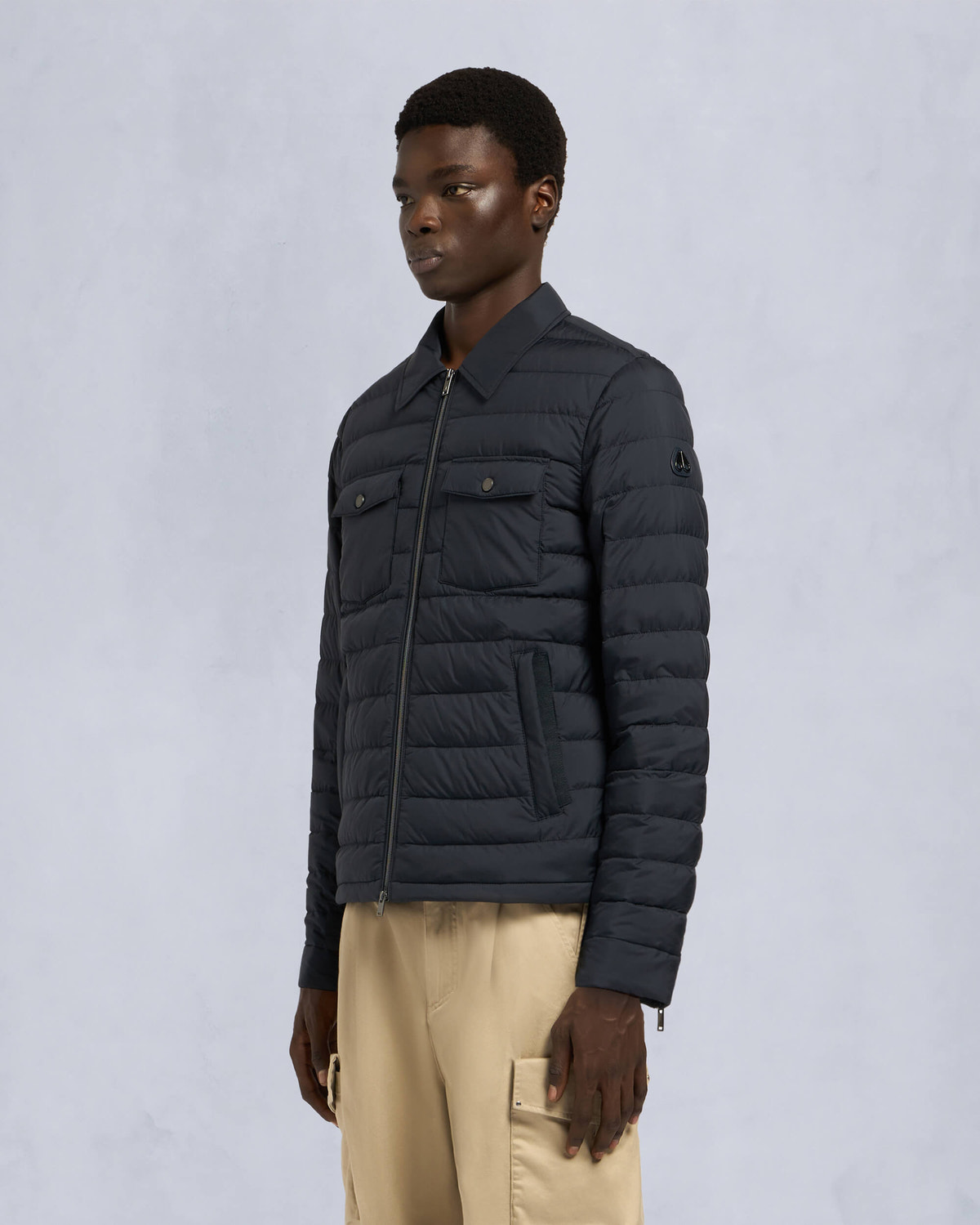 Moose Knuckles Mens Ashton Air Down Shirt Jacket Navy M15MJ150 Front