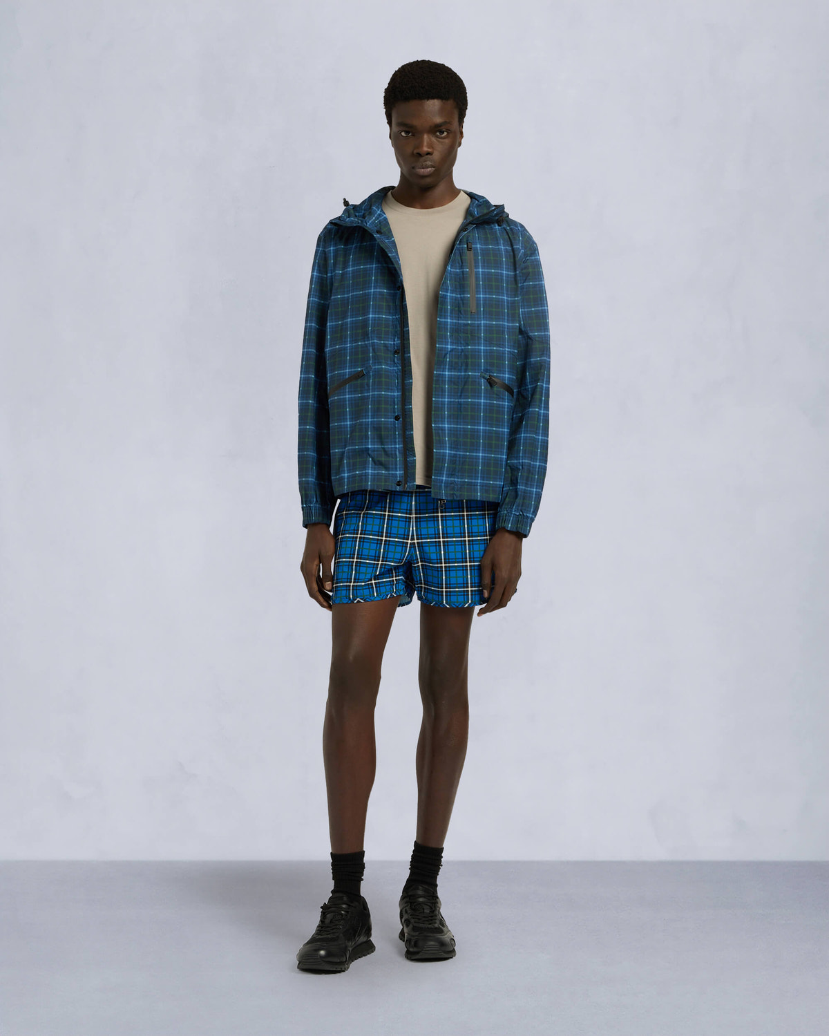 Moose Knuckles Mens Montagne Windbreaker NAVY PLAID M15MJ163 Front Category