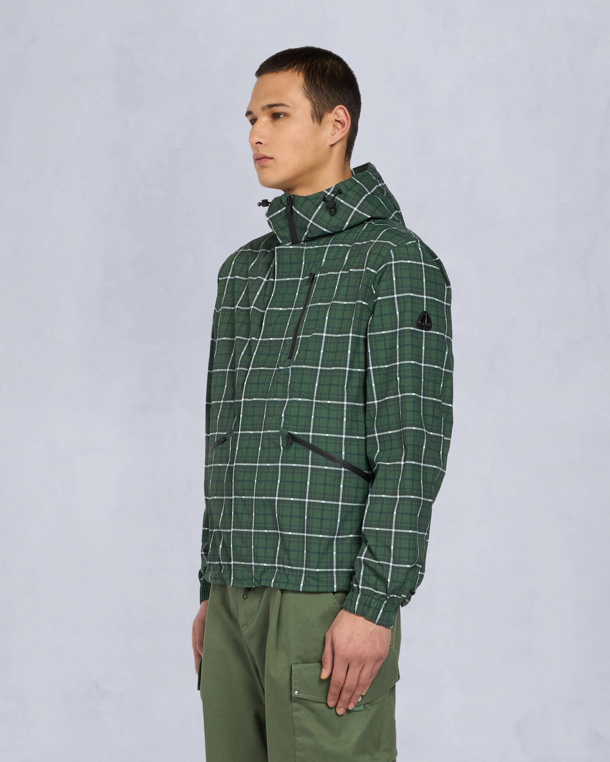 Moose Knuckles Mens Montagne Windbreaker GREEN PLAID M15MJ163 Front