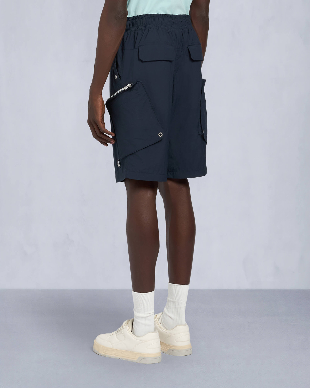 Moose Knuckles Mens Tristan Crinkle Drawstring Shorts Navy M15MR755 Back