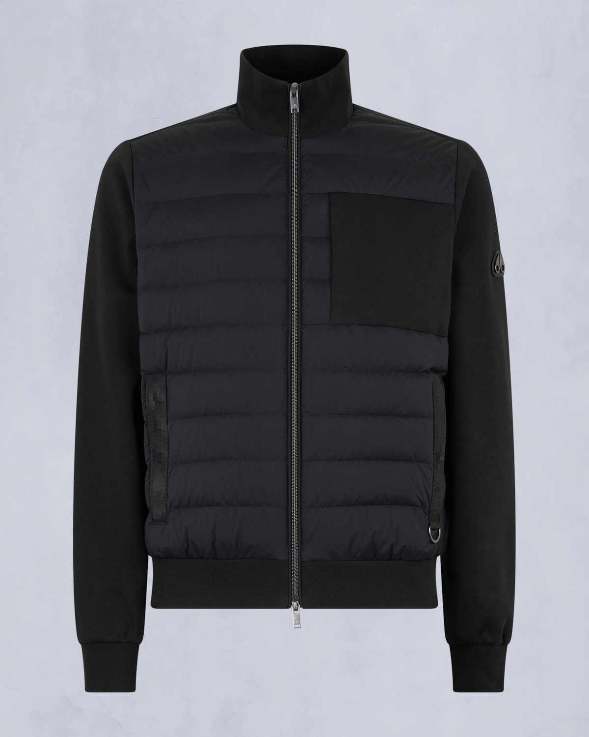Moose Knuckles Mens Clarke Air Down Hybrid Hoodie Black / Shiny Black M15MS606 - GM