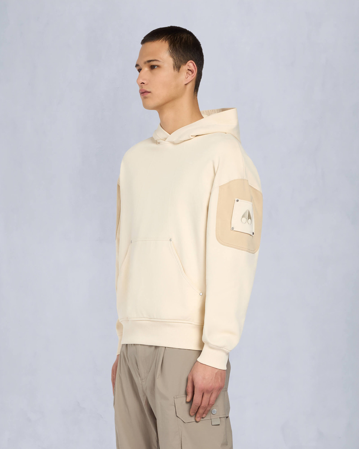 Moose Knuckles Mens Plateau Pullover Hoodie Bone M15MS641 Front