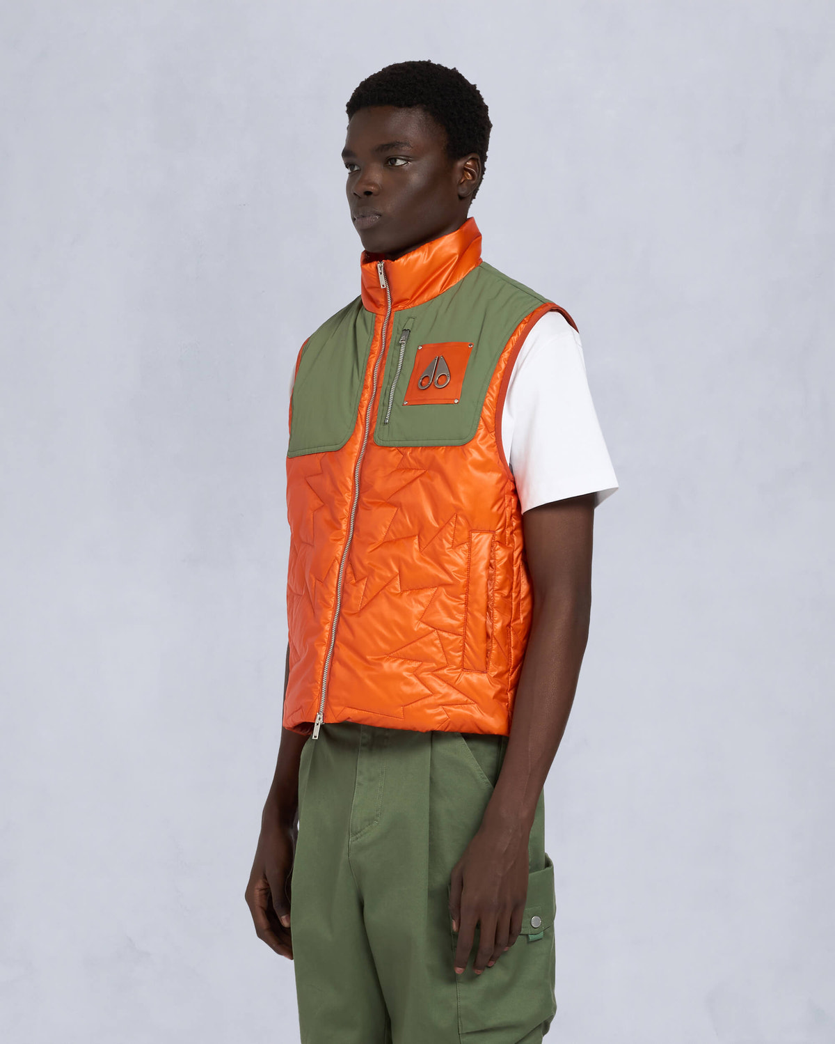 Moose Knuckles Mens Leaf Quilt Icon Vest KELP/ALERT M15MV464 Front