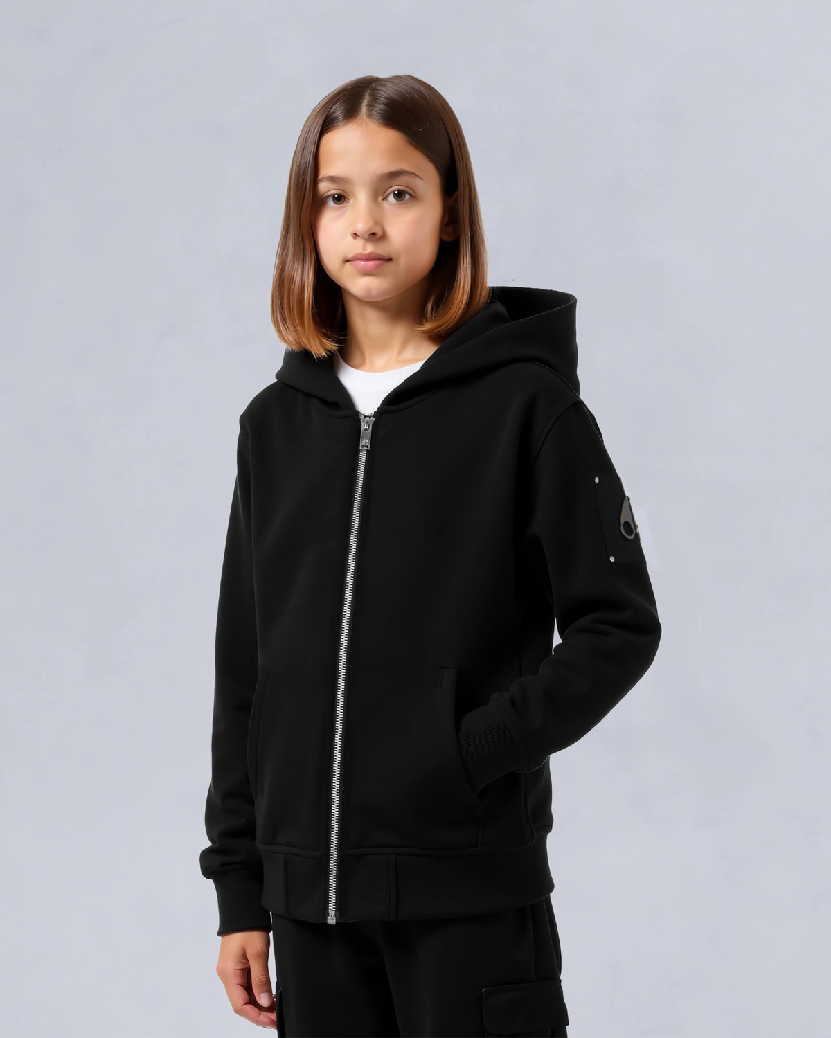 Moose Knuckles Kids Kids Unisex Hartsfield Zip Hoodie Black M15US708 Detail4