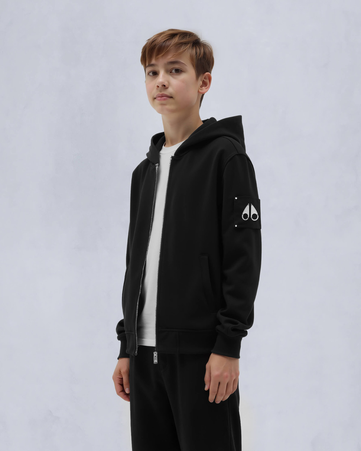 Moose Knuckles Kids Kids Unisex Hartsfield Zip Hoodie Black M15US708 Front