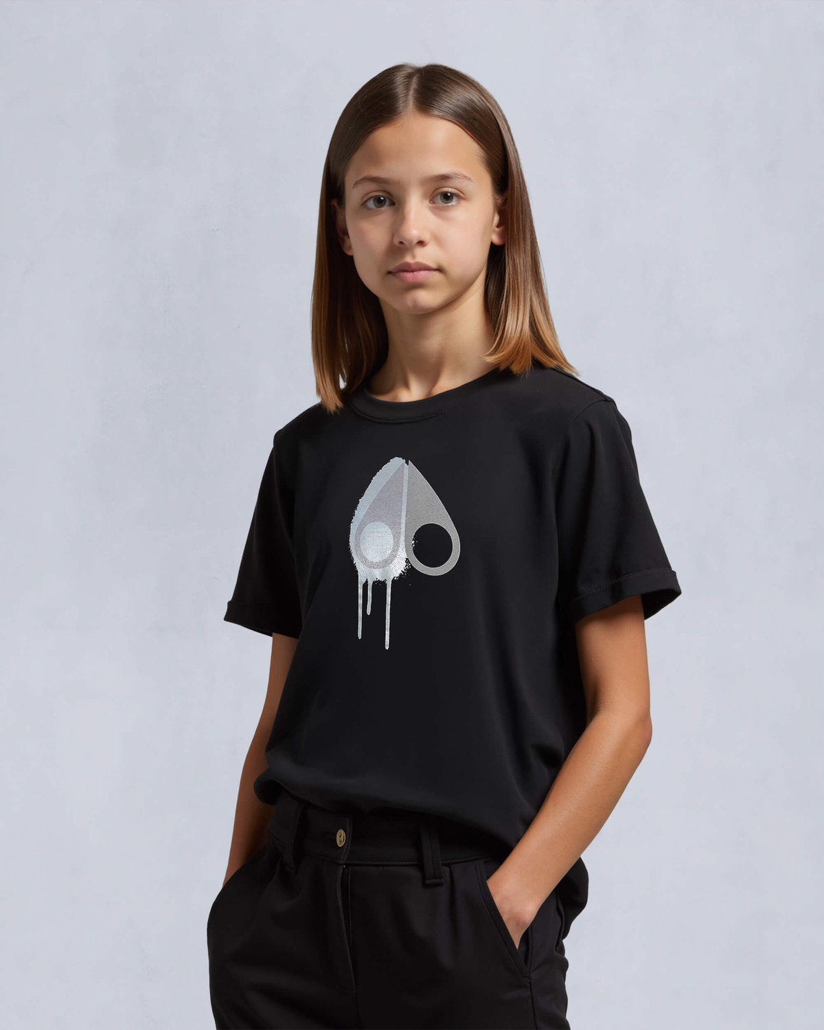 Moose Knuckles Kids Kids Unisex Augustine T-Shirt BLK W/DUSK M15UT781 Front