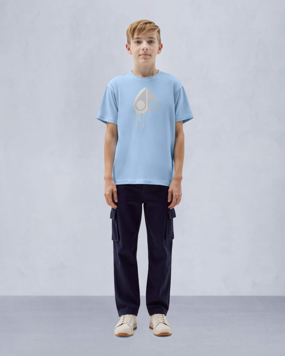 Moose Knuckles Kids Kids Unisex Augustine T-Shirt SEA W/NAVY M15UT781 Detail3