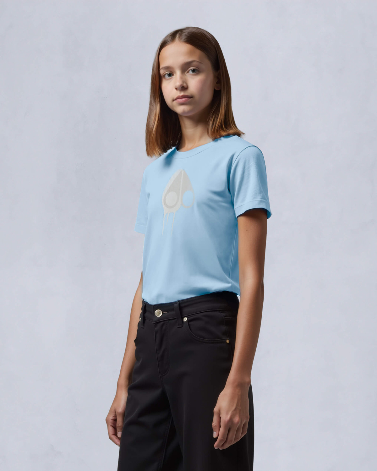Moose Knuckles Kids Kids Unisex Augustine T-Shirt SEA W/NAVY M15UT781 Front