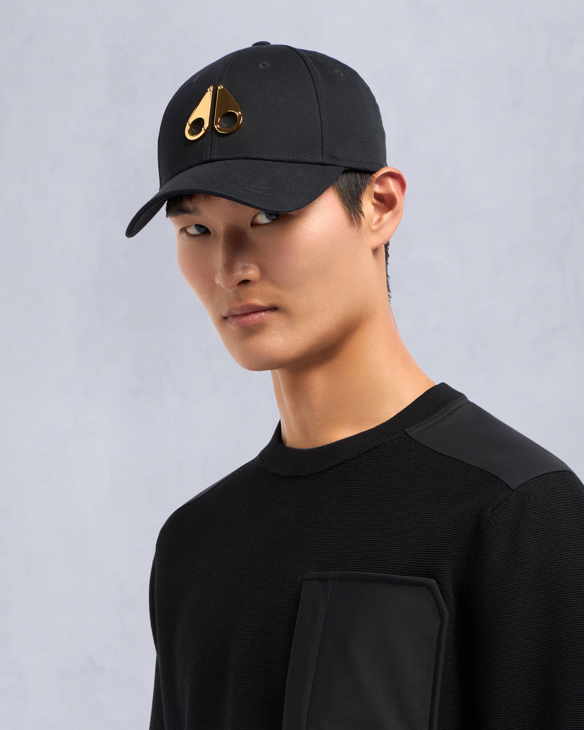 Moose Knuckles - M31MA535 - Gold Logo Icon Cap - ACCESSORIES - Black / Gold Logo - Front