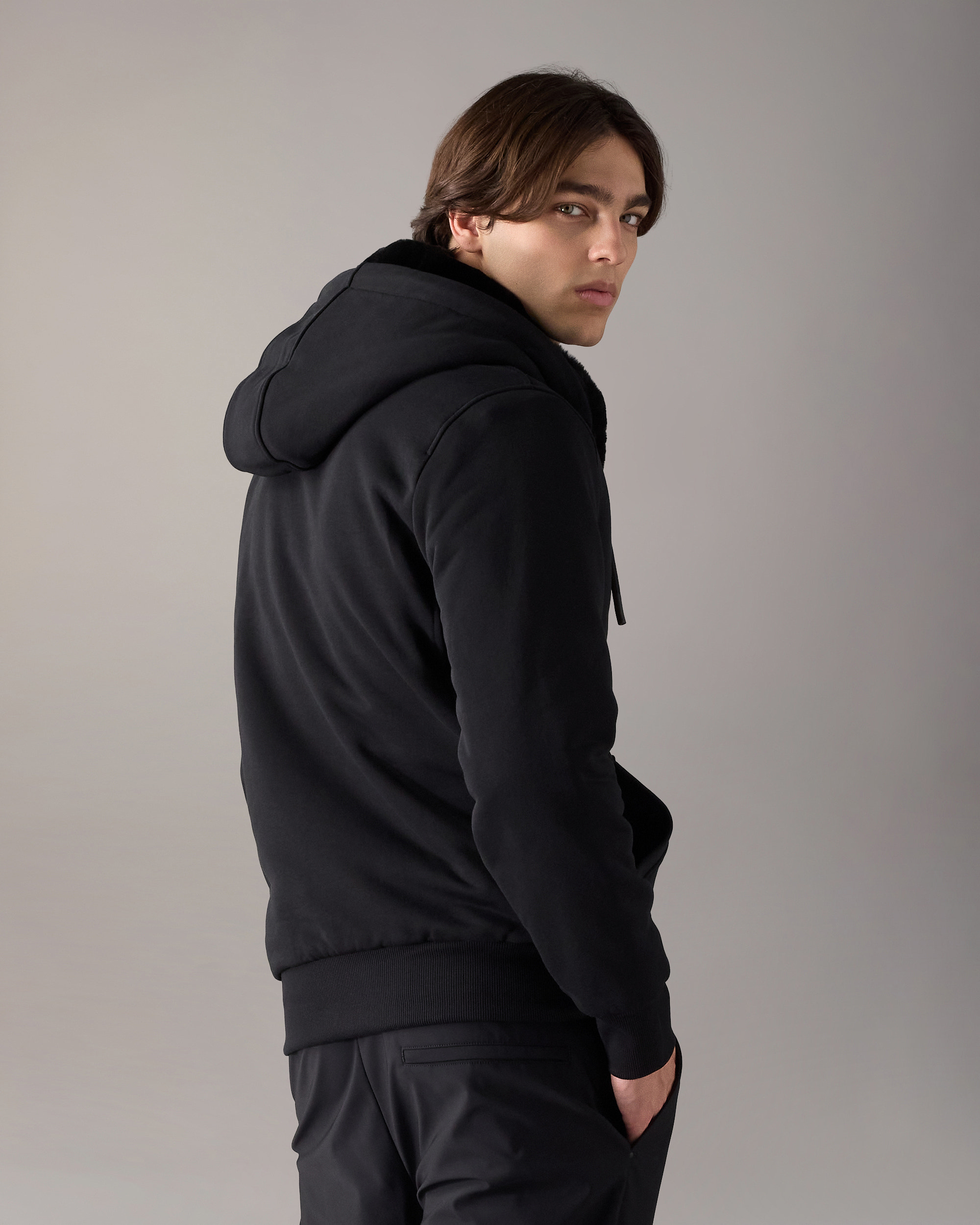 Moose Knuckles - M32MS600G - Gold Series Linden Bunny - MENS - Black / Black Faux Fur - Back