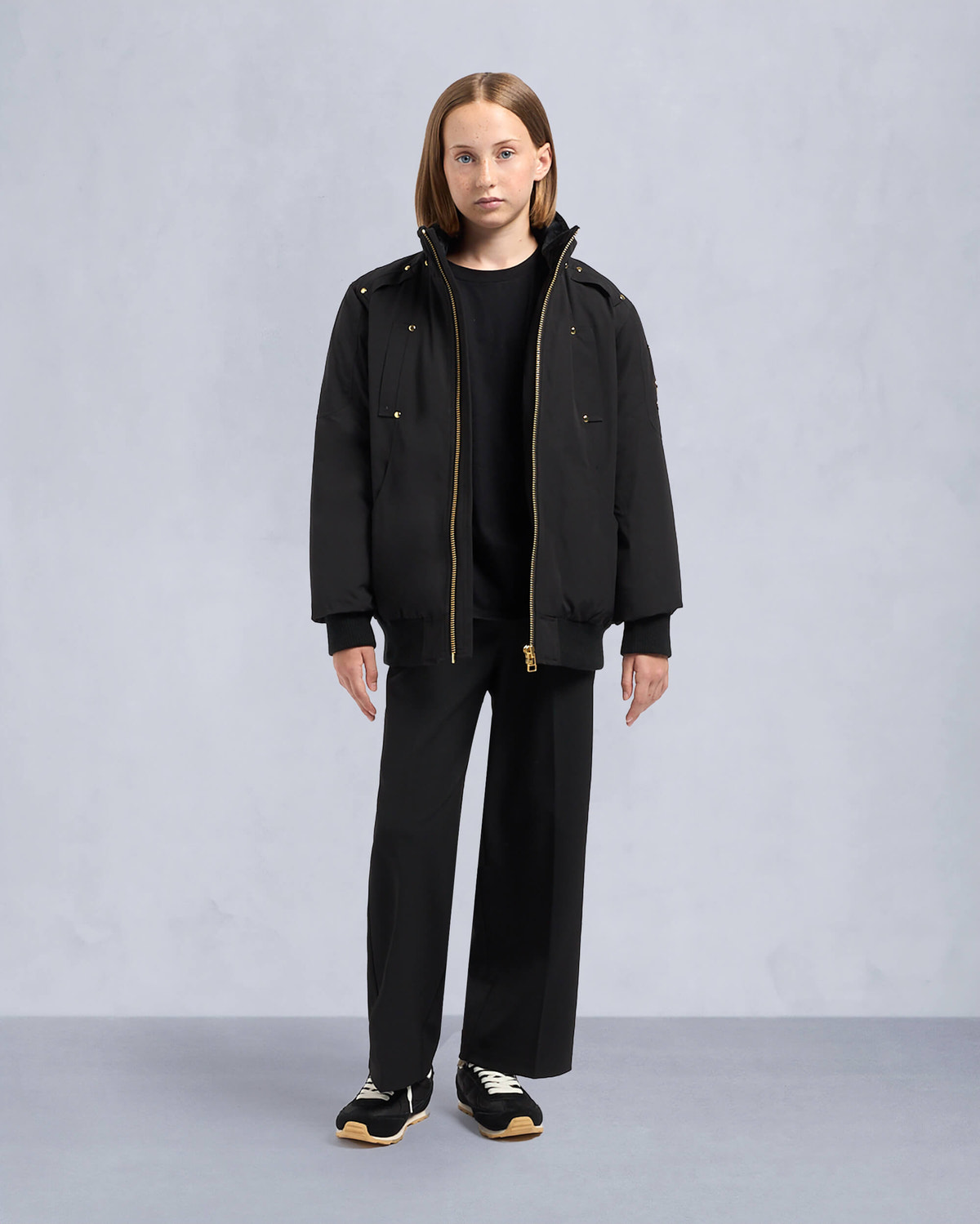 Moose Knuckles - M32UB035GS - Kids Unisex Gold Series Bomber Jacket - KIDS - Black / Black Shearling - Detail3