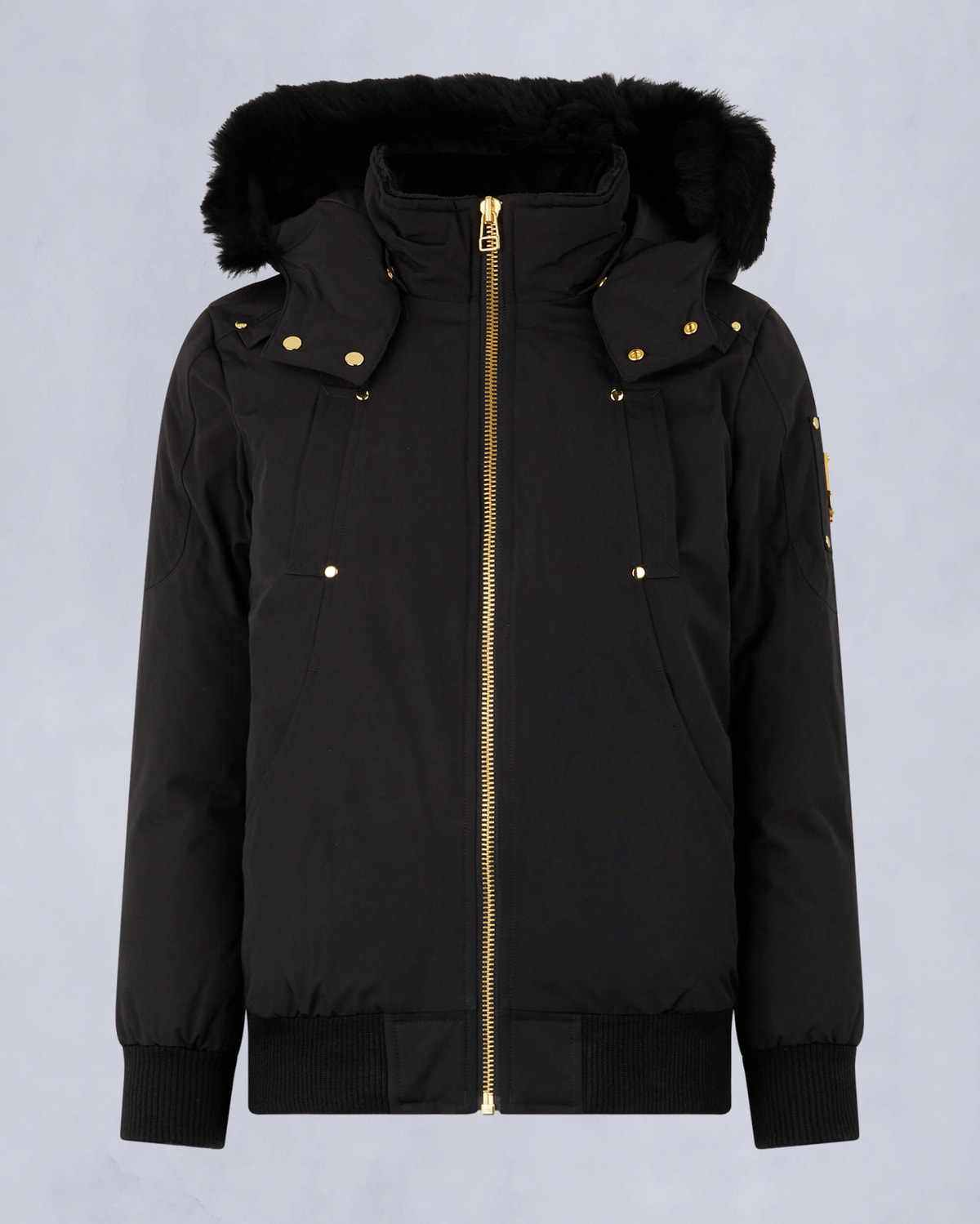 Moose Knuckles - M32UB035GS - Kids Unisex Gold Series Bomber Jacket - KIDS - Black / Black Shearling - GM