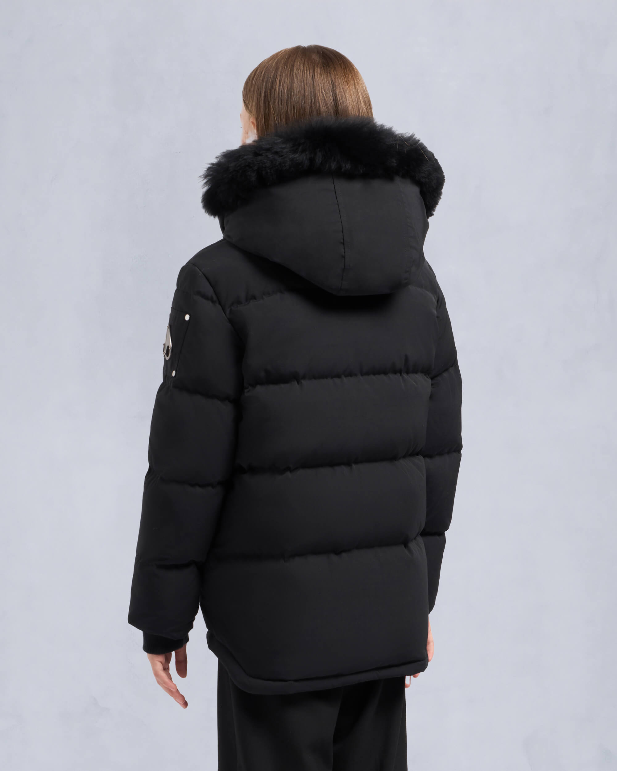 Moose Knuckles - M32UJ193S - Kids Unisex Original Shearling Trim 3Q Jacket - KIDS - Black / Black Shearling - Back