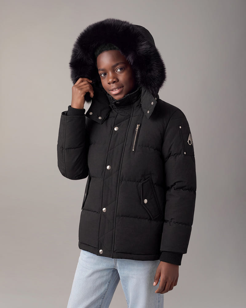 Moose Knuckles - M32UJ193S - Kids Original Down 3Q Jacket - KIDS - Black / Black Shearling - Front Category
