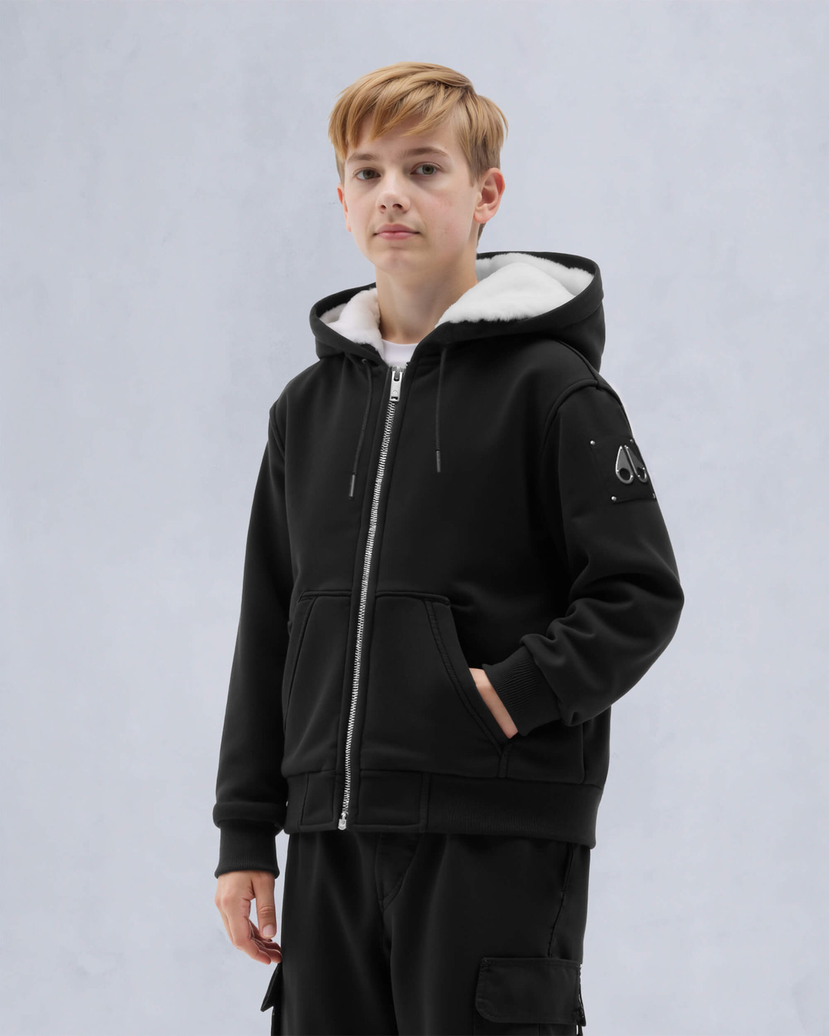 Moose Knuckles - M32US661 - Classic Bunny - KIDS - Black / White Faux Fur - Detail4