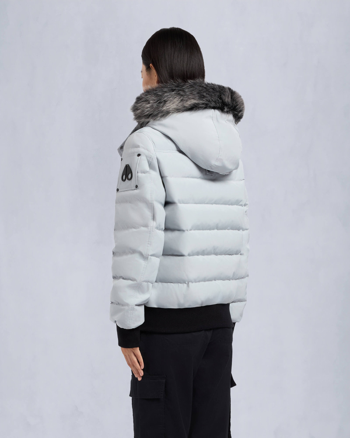 Moose Knuckles - M33LB015S - Onyx Ladriere Shearling Bomber Jacket - WOMENS - Grey birch / ice sgerling - Back